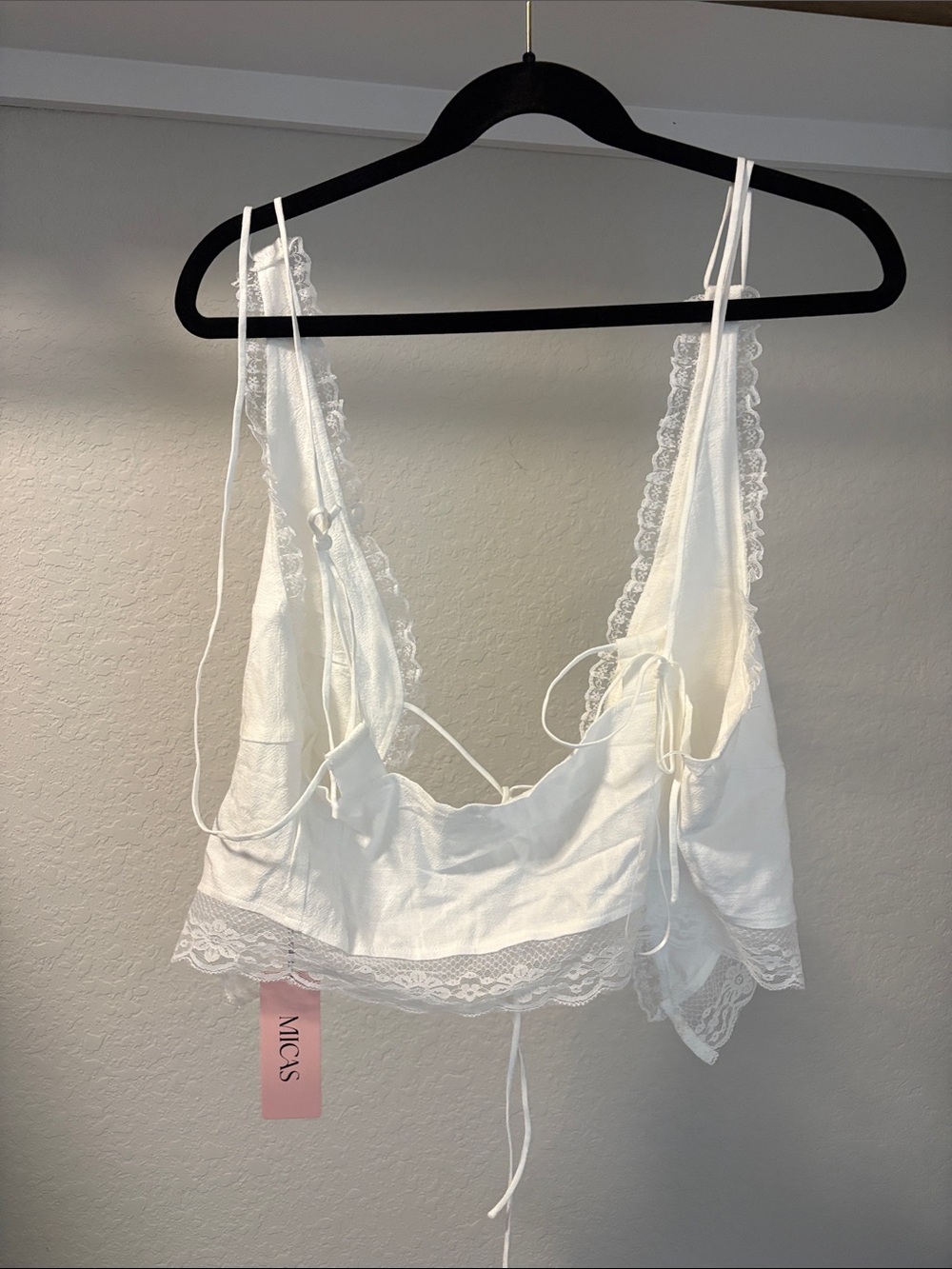 White Lace-Trim Crop Bralette
